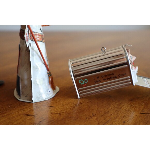 Vtg Lot Of 4 Hallmark Christmas Ornament Tin Snowman Critters Animal Forest Hedg - Picture 8 of 16